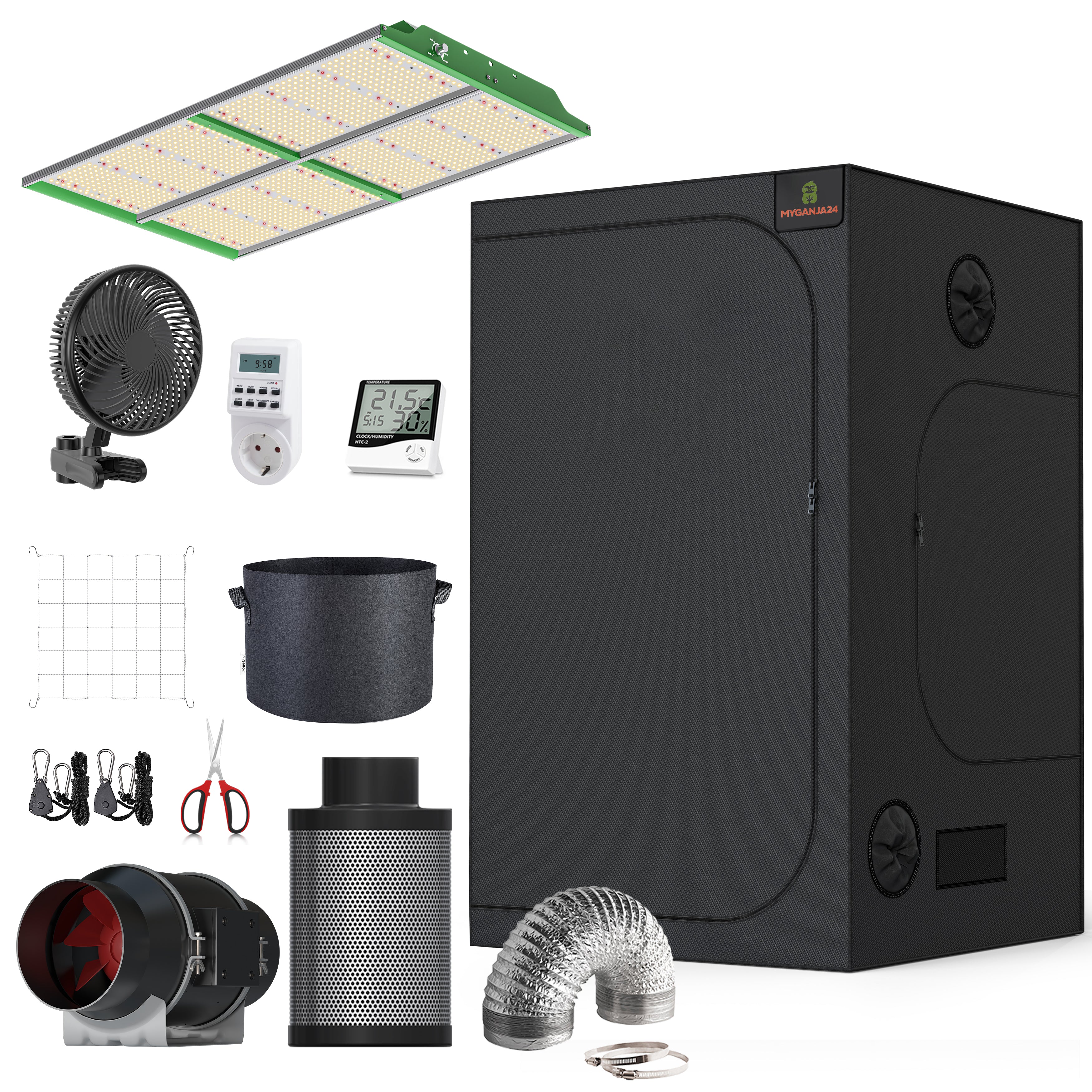 MyGanja24 Pro LED Growbox Komplettset 120x120x200cm