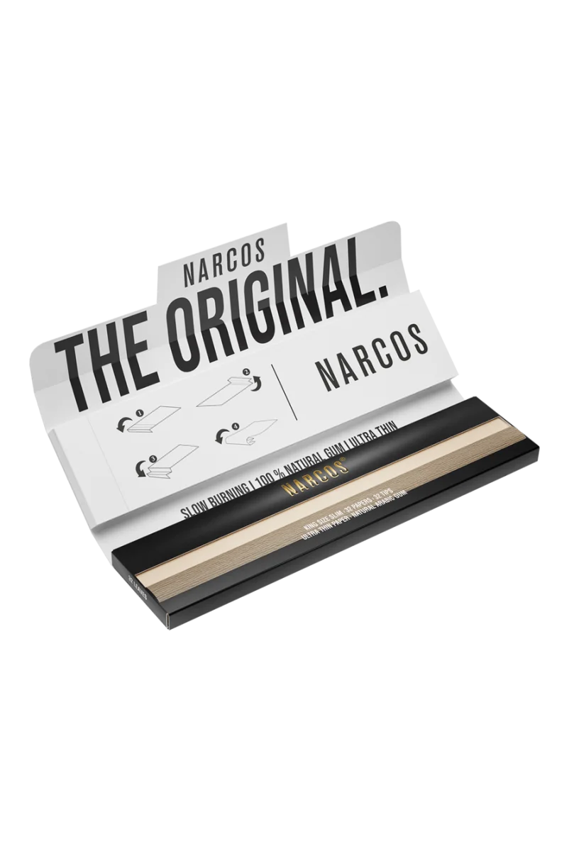 Narcos Geschenkset – Weiß Edition | Metall-Tray, Grinder, Feuerzeug, Tips & Papers