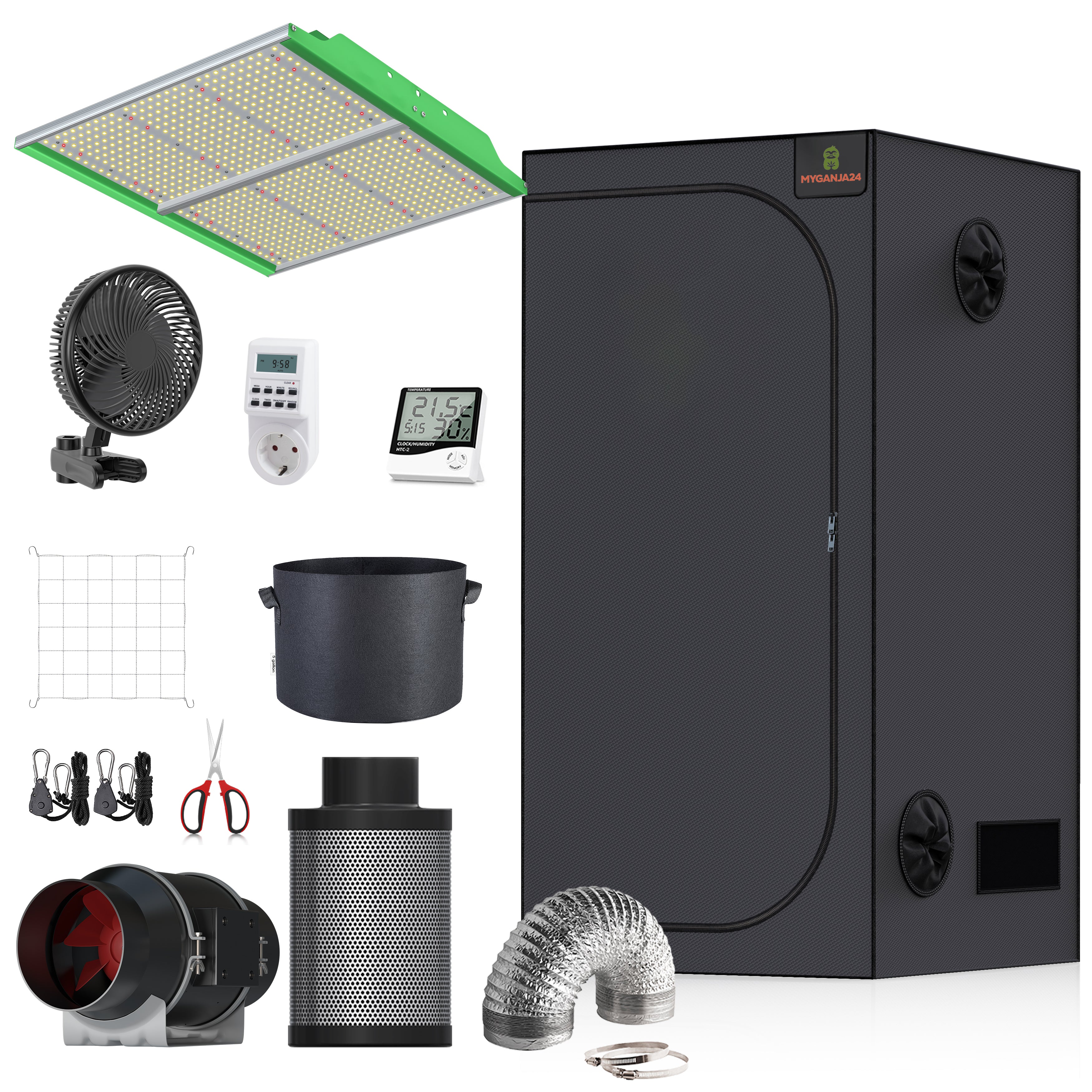 MyGanja24 Pro LED Growbox Komplettset 100x100x200cm