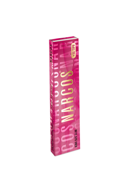 Narcos King Size slim pink + tips (Display 24 pieces)