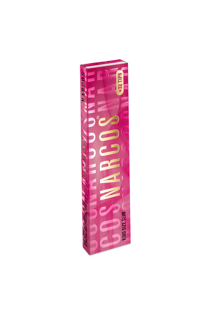 Narcos King Size slim pink + tips (Display 24 pieces)
