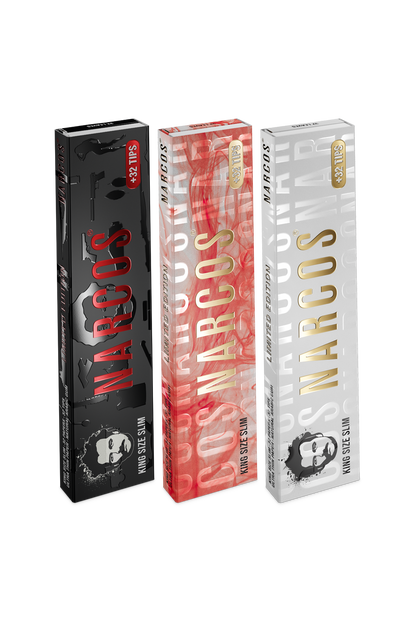 Narcos King Size slim + tips, limited edition (Display 24 pieces)