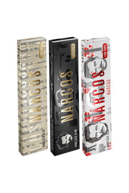 Narcos King Size slim + tips, limited edition (Display 24 pieces)