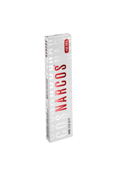 Narcos King Size slim white edition + tips (Display 24 pieces)