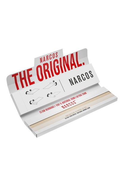 Narcos King Size slim white edition + tips (Display 24 pieces)