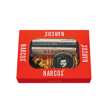 Narcos Geschenkset small– Rosa Edition | Metall-Tray, Grinder, Feuerzeug, Tips & Papers
