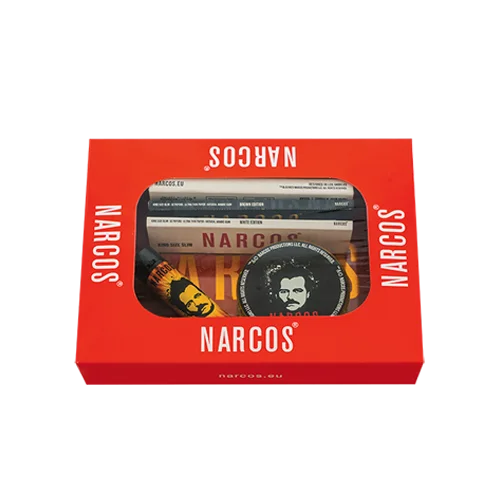 Narcos Geschenkset small– Rosa Edition | Metall-Tray, Grinder, Feuerzeug, Tips & Papers